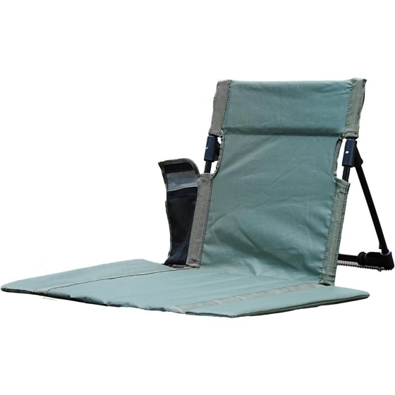 Extra large folding camping backrest with cup holder,Lightweight portable outdoor large chair for beach, park, lawn, and travel,Aluminum frame, comfortable & durable lazy backrest (Olive Green)