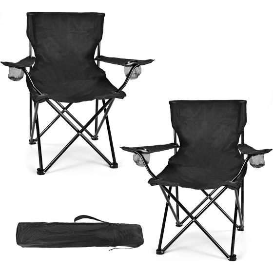 2 Pack Lightweight Camping Chairs for Adults & Teens, 250LBS Capacity Foldable Portable Chairs with Carry Bag, Compact Design for Camping, Beach, Picnics, and Outdoor Events