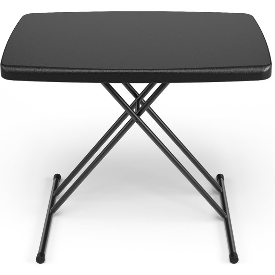 Folding Table 30 Inch - Small Desk Adjustable Height TV Tray for Laptop, Couch, Camping - Heavy Duty Utility Foldable Table for Small Spaces, No Assembly Required, Black Granite