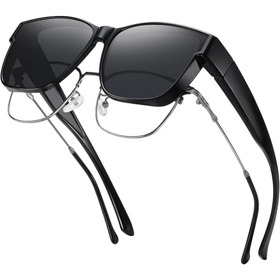Polarized Sunglasses Fit Over Glasses for Men Women, Oversized Square Sun Glasses UV400 Protection Shades