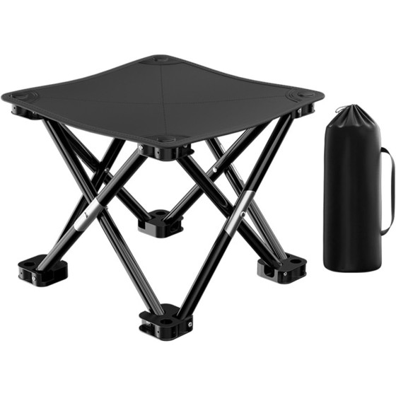 Portable Folding Camping Stool, Outdoor Camping Lightweight Small Chair for Gardening Fishing BBQ Hiking and Beach, Stool Seat with Carry Bag(Black)